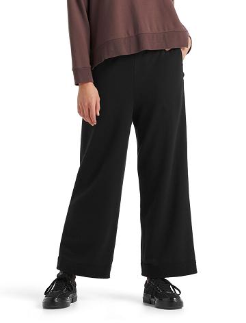 Dámské Kalhoty Icebreaker RealFleece™ Merino Dalston Široké Černé | CZ 1429JPQJ